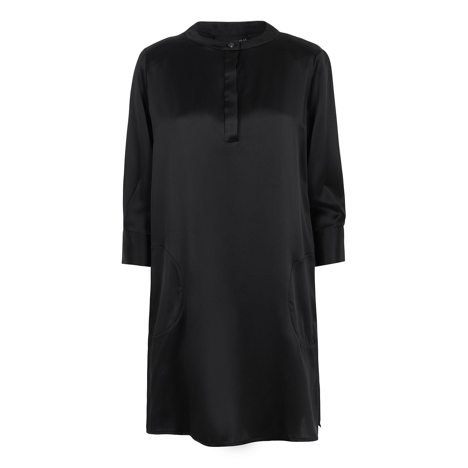 Silk Shirt Dress in Black.
